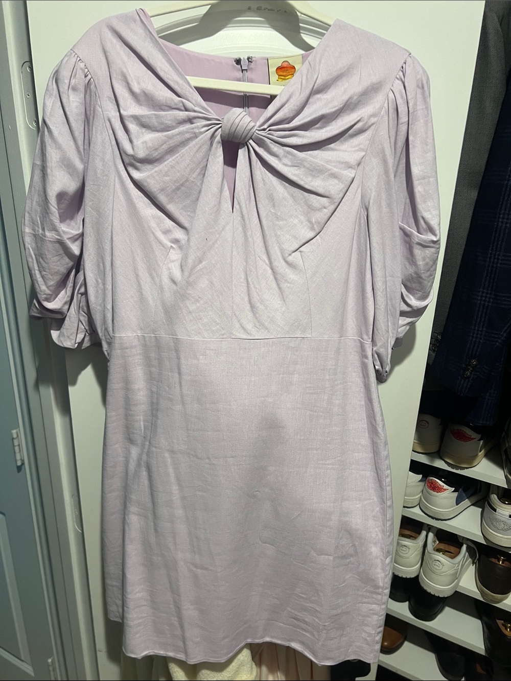 FARM Rio Lilac Knot-Front Mini Dress